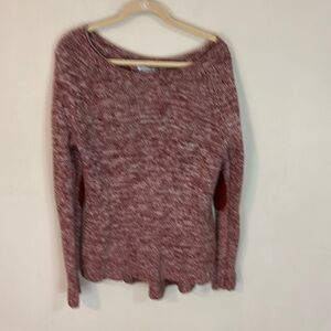 Toad & Co  Maroon and Wine Knit Sweater Scoop Neckline Back Detailing L